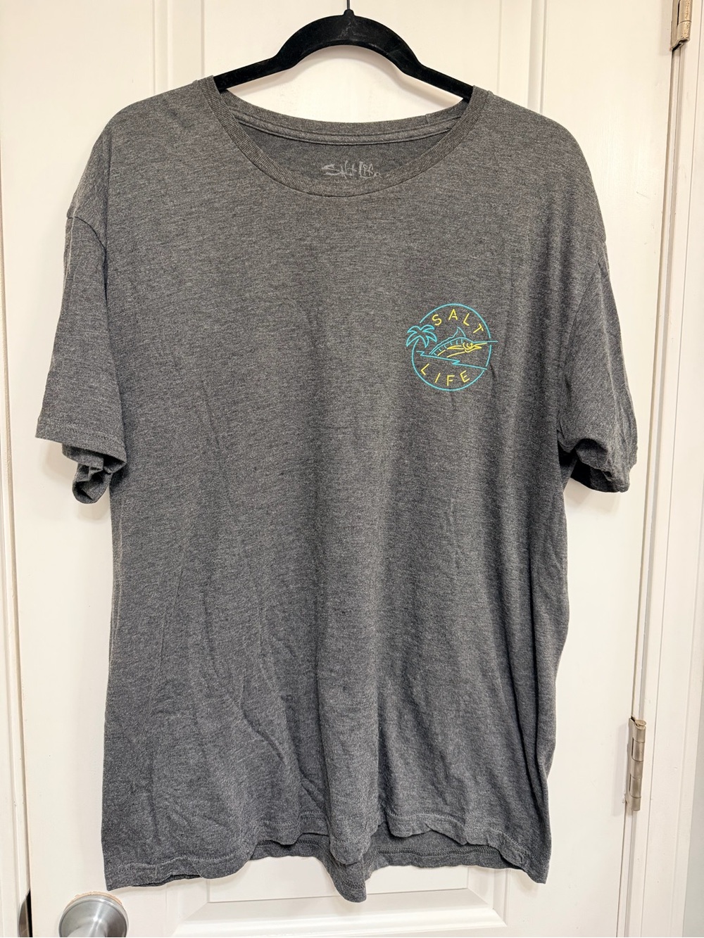 Salt Life Gray Short Sleeve Tee with Teal and Yellow Logo